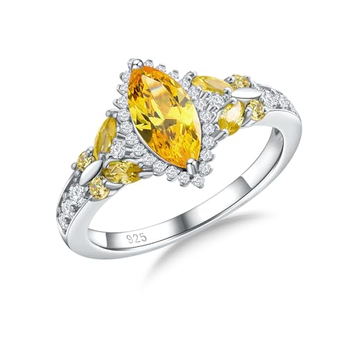 DAYBYDAY Butterfly Rings for Women 925 Sterling Silver Citrine Ring ...