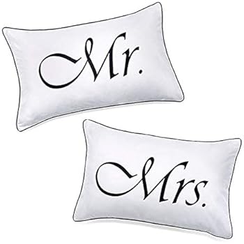 Regali Di Natale Per Coppia.Mr Mrs Coppie Federe Anniversario Di Matrimonio Regalo Di Natale Per Coppia Regali Per La Doccia Da Sposa Amazon It Casa E Cucina