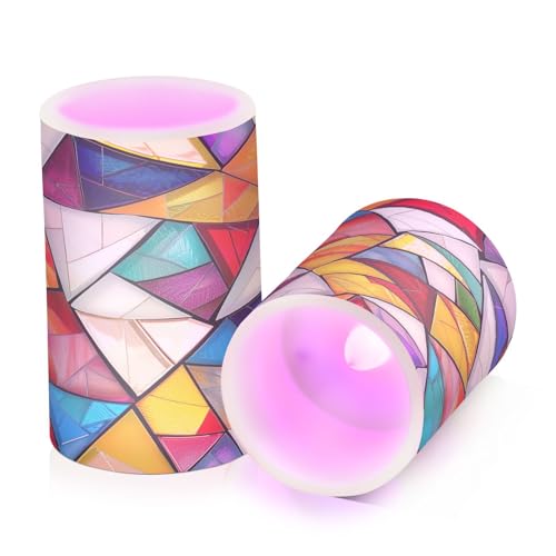 Image of Square Split Flameless Candles with Remote, Set of 2 Battery-Operated Pillar Candles for Home, Christmas, Party Decor