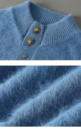 Mens Mock Neck Pullover Sweater Half Breasted Solid Warm Knitted Casual Jumper Tops2