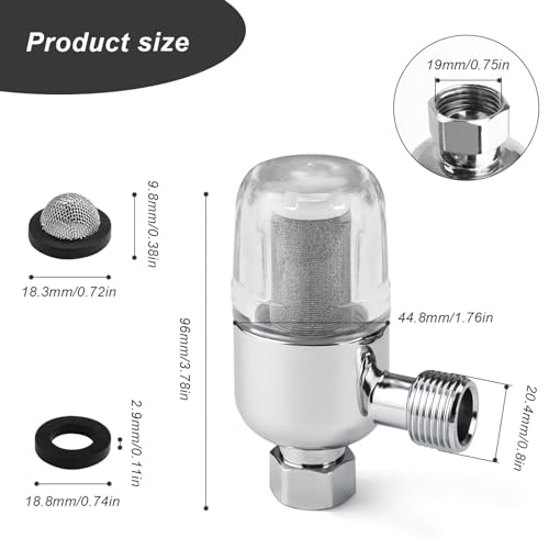 0XBIT Shower Filter, Duschkopf Wasserfilter, Wiederverwendbarer Filter mit 1/2 Zoll Innen und Außengewinde, Filtert Effektiv Verunreinigungen, Wassersystem-Vorfilter für Warmwasserbereiter