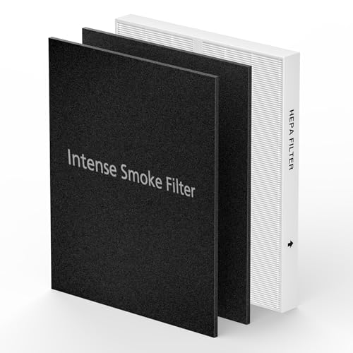 AP-1512HH & 200M Intense Smoke Filter Set for Coway Airmega AP-1512HH and Airmega 200M Air Purifi-ers, 2 Intense Smoke Deodorization Filters and 1 HEPA Filter, 3 Pack, Black