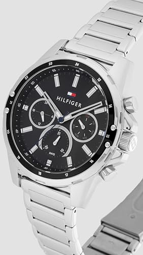 Image of Tommy Hilfiger Multifunction Black Dial Stainless Steel Strap Watch for Men