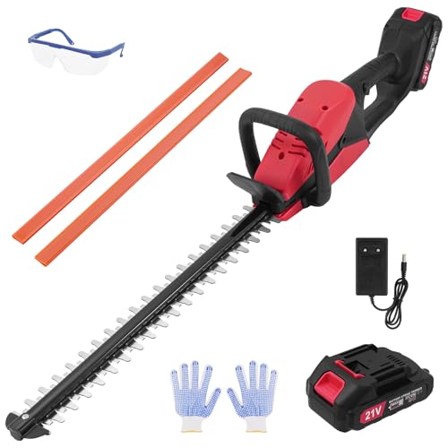 Cortasetos Electrico, Cortasetos Bateria con Batería 1.5ah y Cargador, 180° Ajustable Podadora, 50 cm Longitud Hoja, 15 mm Espacio Entre Dientes, Cubierta Cuchillas para Setos, Ramas, Arbustos, Ramita
