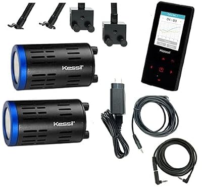 Kessil Two A160 Tuna Blue LED Lights with New Spectral Controller X & Two Gooseneck Bundle (7 Items)
