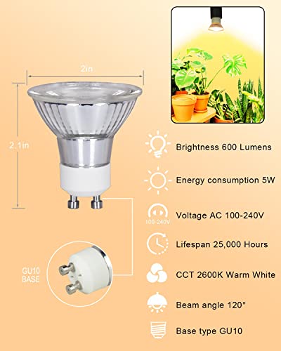 Dommia Grow Light Bulb, Full Spectrum Plant Light For Indoor Plants, Gu10 Led Grow Lights, Lightweight Plant Light Bulbs, Sunset Indoor Growing Lamps For Succulents, Orchids, Tomatoes, Lettuce #TOP4