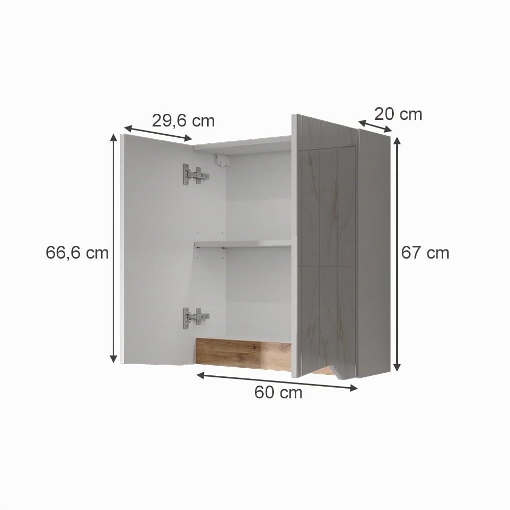 Vicco Armoire de Toilette Marelle, Blanc/Artisan, 60x67cm