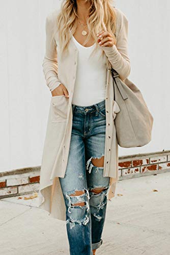 Alaster Queen Women’s Open Front Cardigan Button Down High Low Hem Knitted Cardigan Outwear with Pockets3