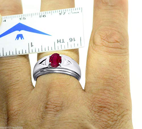 Image of Rylos Men's Rings Classic Design 8X6MM Oval Gemstone & Sparkling Diamond Ring - Color Stone Birthstone Rings for Men, Sterling Silver Rings in Sizes 8-13. Elevate Your Style with Timeless Elegance!