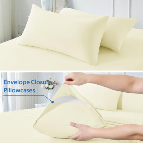 Image of Ice Fabric Cooling Pillowcases 2 Pack, Q-Max>0.5 Coolmax Pillow Cases with Envelope Closure, Silky Soft and Breathable Pillow Covers for Hot Sleepers, Fits King Size Pillows, 20 inchx36 inch, Light Beige