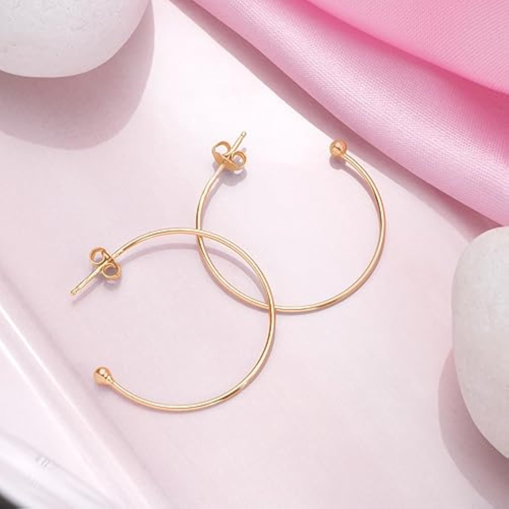 925 Silver Semicircle Plated Hoop Earrings with 925 Hallmark