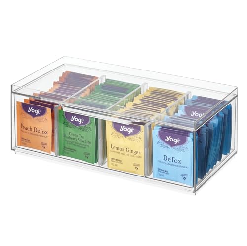 Comparison: Best Tea Bag Organizer 3 iDesign Crisp BPA-Free Plastic Stackable Tea Bag Organizer for Kitchen Cabinets and Countertops - 12.59" x 6.23" x 4.57", Clear with Gray Dividers