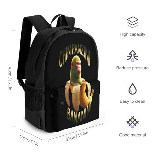 Shimpanzini-bananinni Merch Backpack With Pocket Italian-Brainrot Meme Travel Backpack 42x30.5cm2