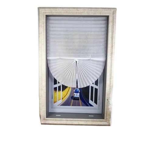 Persianas Plisadas Autoadhesivas for Ventanas, no Tejidas, Que filtran la luz y oscurecen habitación, Ideales for Dormitorio, baño decoración del hogar para Dormitorio y Hoga(White,W120xH210cm 1Pc)
