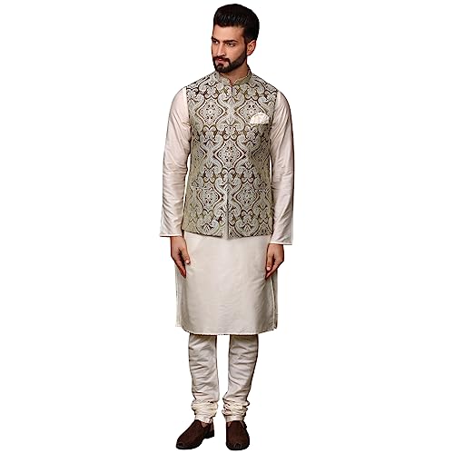 Kurta Churidar homme en mélange de soie vêtement traditionnel KISAH