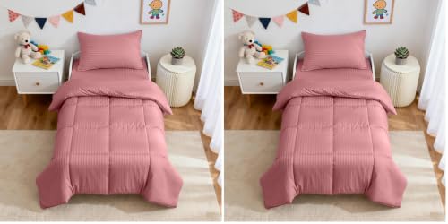 Image of ZPECC Toddler Bedding Set - 4 Piece Hypoallergenic Baby Crib Bedding Set for Boys and Girls, Includes Toddler Comforter, Flat Sheet, Fitted Sheet and Pillowcase, Dusty Rose (Pack of 2)
