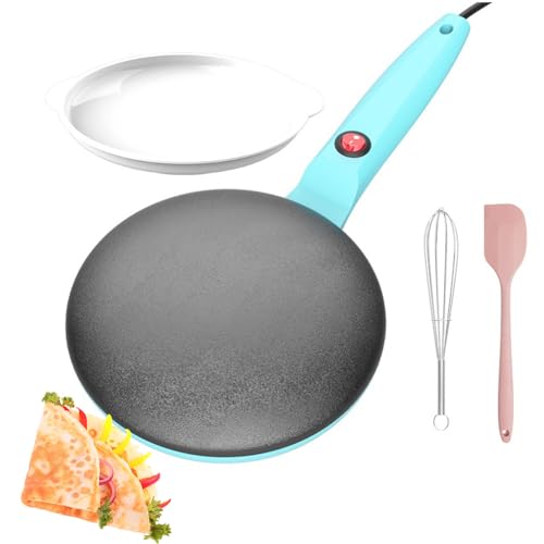 Crepera eléctrica con superficie antiadherente y control automático de termostato para uso doméstico y restaurante, incluye cuenco de masa