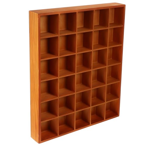 KJHBV Caja Organizadora de Madera Marrón 30 Compartimentos para Almacenamiento Resistente y Diseño Elegante Adecuado para Baño y Escritorio