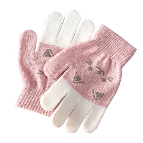 Cartoon Bear Cat Pattern Glove Winter Warm Gloves Boys Girls Kids Outdoor Playing Winter Gloves for 4-8 Years Old
