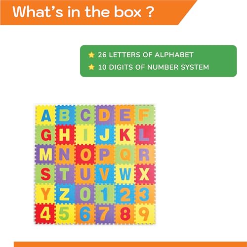 Image of EVA Foam 36 Pcs Soft Colorful Alphabet & Number Play Mat | Interlocking Floor Tiles for Kids, Toddlers & Babies | Educational Learning Blocks (A-Z, 0-9) | Safe, Non-Toxic Play Mat for Home