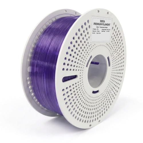 Image of 3IDEA PLA Translucent 3D Printing Filament 1.75mm, Transparent, 1KG, Reusable Spool, Premium PLA Filament, Dimensional Accuracy ±0.02mm, Smooth & Consistent Printing Purple