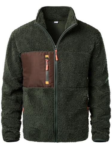 VoLIta Men's Sherpa Fleece Jacket Lightweight Full Zip Outdoor Casual Coat Soft Warm Outwear Jacket