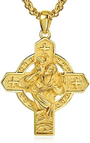 ADMETUS 925 Sterling Silver Amulet Necklace | Protection Necklace Patron Saints Jewellery for Men with 2.5mm 22"+2" Rolo Chain
