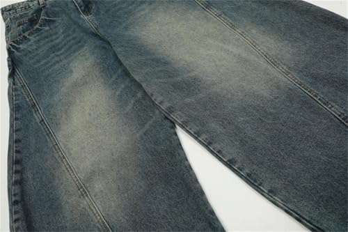 Men Wide Leg Jeans Washed Retro High Street Denim Baggy Jeans4