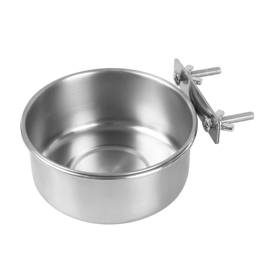 Bird Feeding Dish Cups,Stainless Steel Parrot Food Water Bowl with Clamp Holder for Bird,Parrot,Cockatiel,Parakeet,Macaw,Finches, Lovebirds,Small Animals