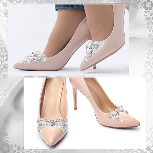 Image of XunYee 12 Pcs Rhinestone Bow Shoe Clips Buckle Decorative Bow Clips for Shoes Elegant Removable Shoe Charms for Women, 6 Style