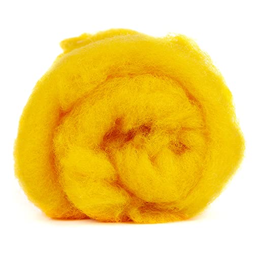 Image of Desert Breeze Distributing Maori Wool Carded Batting, 100% Natural New Zealand Wool Made by DHG in Italy for Needle Felting, 3.5 OZ, 27 Micron, Color Mango Yellow