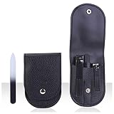 yaoyaoshop Sets y Kits para manicura y pedicura Herramientas de uñas de Acero Inoxidable Archivo de uñas Incorporado Cojillas for uñas portátil 3 Piezas Viajes de Viaje Negro Juego de Manicura