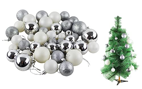 40 Piezas Bolas de Navidad Adornos navideños Decoraciones Árbol de Navidad. (Plata) Cover