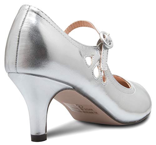 Olivia K Women's Kitten Low Heels Round Toe Mary Jane Pumps - Adorable Vintage Retro Shoes- Unique Side Cut Out Design3