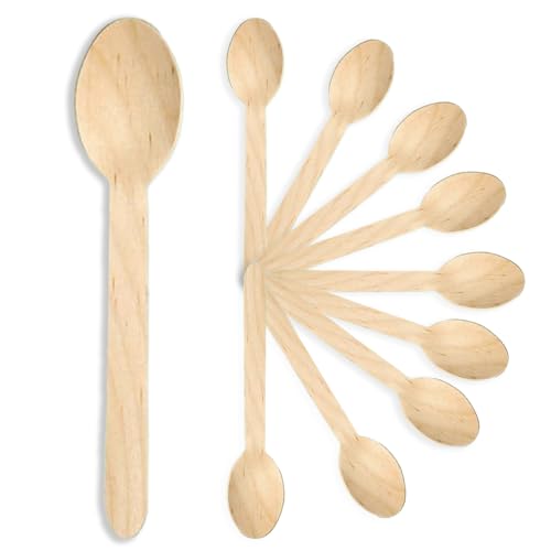 Image of Amazon Basics Wooden Spoons | 160mm | Pack of 50 | Disposable Spoons | Ideal For Wedding, Parties, Birthdays | Made In India