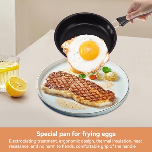 HERCHR Mini Nonstick Fry Pan 4.7inch Mini One Egg Wonder with Heatresistant Handle Non Stick Frying Pan 12cm Omelet Egg Frying Skillet for Induction Cooker - Image 2