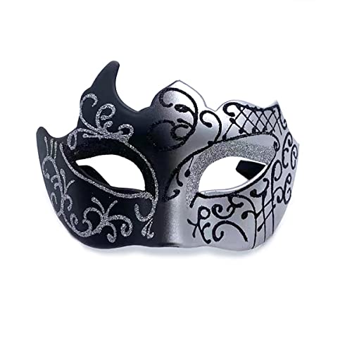 Seglory Plastic COSTUME_MASK, Venetian Masquerade Theme Party, Unisex, Black Silver, 15cm*10cm - Image 2