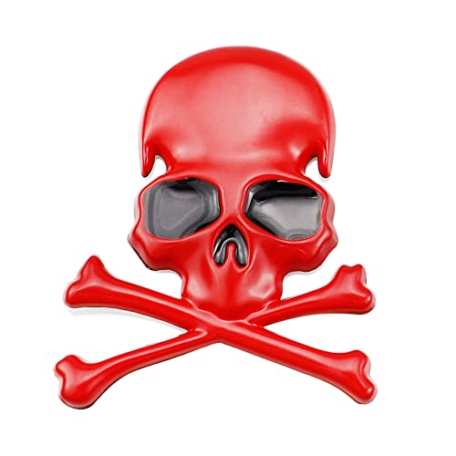 CARRUN 3D Skeleton Skull Emblem Red Black