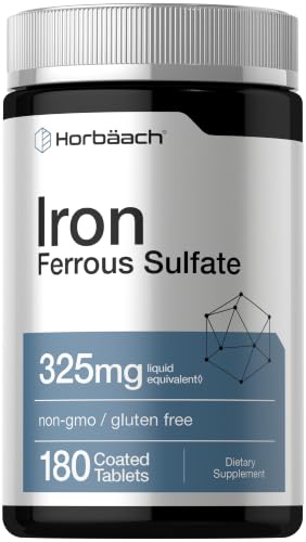 Horbäach Iron Supplement Tablets | 180 Count | Ferrous Sulfate