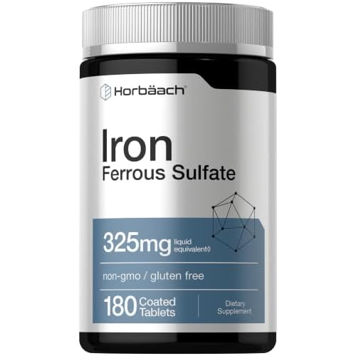 Horbäach Iron Supplement Tablets | 180 Count | Ferrous Sulfate