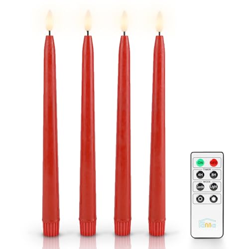 Fanna 4 Rote Led Stabkerzen mit Fernbedienung für Weihnachten...
