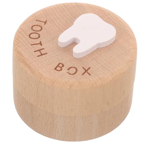 HOMOCONO Caja de Madera para Dientes de Leche Infantil con Diseño Infantil Caja de Recuerdo para Dientes y Cabello para Bebés