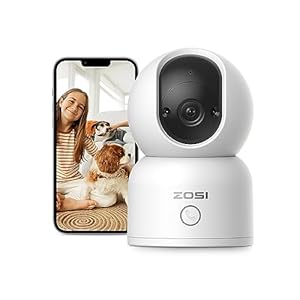 ZOSI Indoor Pan/Tilt Smart Security Camera,C518 2K 360 Degree Baby Pet Monitor,Plug-in 2.4G/5G Dual-Band WiFi Home Cam with Phone App,Night Vision,Person Detection,2 Way Audio,Cloud & SD Card Storage