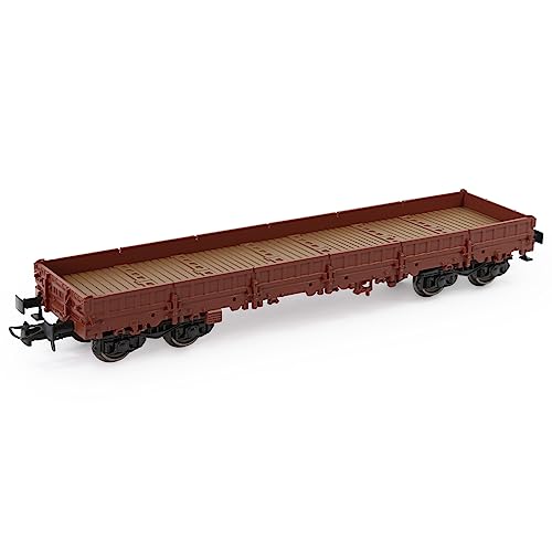 C8764 1 Unit 1:87 HO Scale 40' European Style Coupler Low-Side Car Model Wagon Painted Model Railway (Brown)