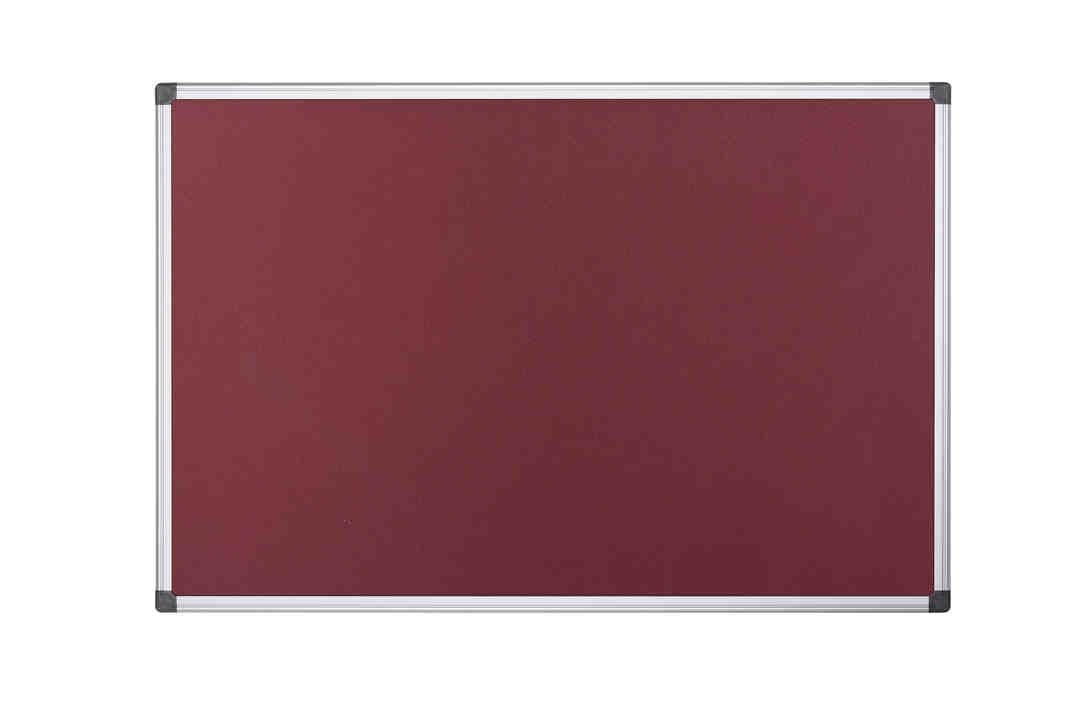 Bi-Office Notice Board Maya, Burgundy Felt, Aluminium Frame, 120 x 120 cm