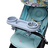 MTRSUE Universal Snack Tray for Stroller, Partition Storage Child Tray with Adjustable Clip Fits Most Types of Strollers with Armrests, Grey