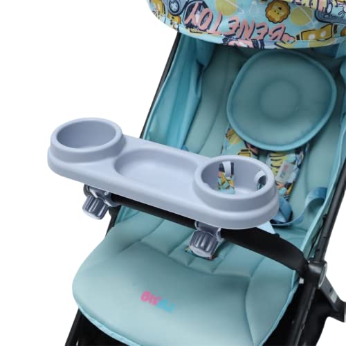 MTRSUE Universal Snack Tray for Stroller, Partition Storage Child Tray with Adjustable Clip Fits Most Types of Strollers with Armrests, Grey