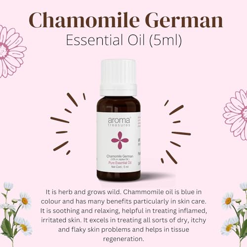 Image of Aroma Treasures Chamomile German Essential Oil - Pure and Natural Aromatherapy Oil for Relaxation and Skin Care - 10ml Bottle
