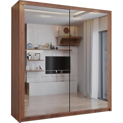 LED Sliding Door Wardrobe with Mirrors Cover
