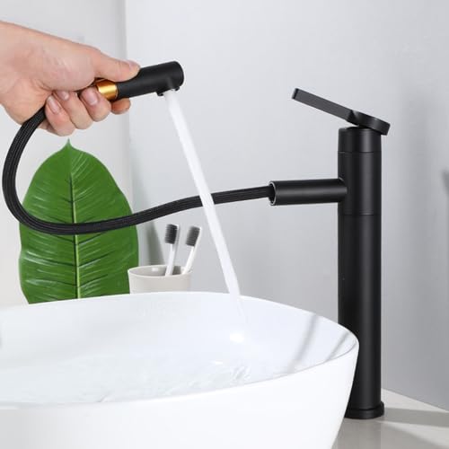 Robinet pivotant de salle de bain haut pour vasque à poser moderne noire - 7